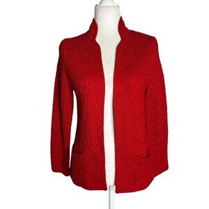 Vintage 90s Sideeffects Ribbed Open Front Cardigan Sweater S Red Acrylic